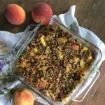 peach, peaches, peach crumble, easy dessert, vegan